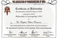 APSI Fellowship in Laryngology certificate