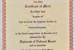 Gold Medal Certificate DNBENT National Board of Examination