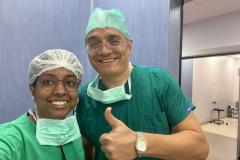 Refining skills and learning advanced laryngeal mucosal suturing techniques from Dr. Ilter Denizoglu — truly inspiring